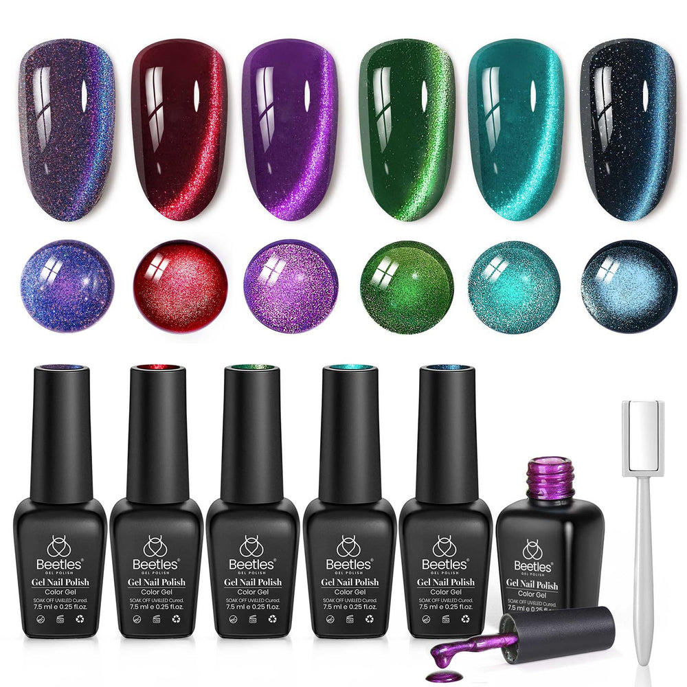 beetles front packaging showing six galaxy beam bottles and magnet, clear kit overview and benefit