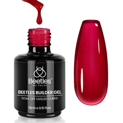 Beetles Gel Polish front bottle view showing rich red builder gel benefit strength
