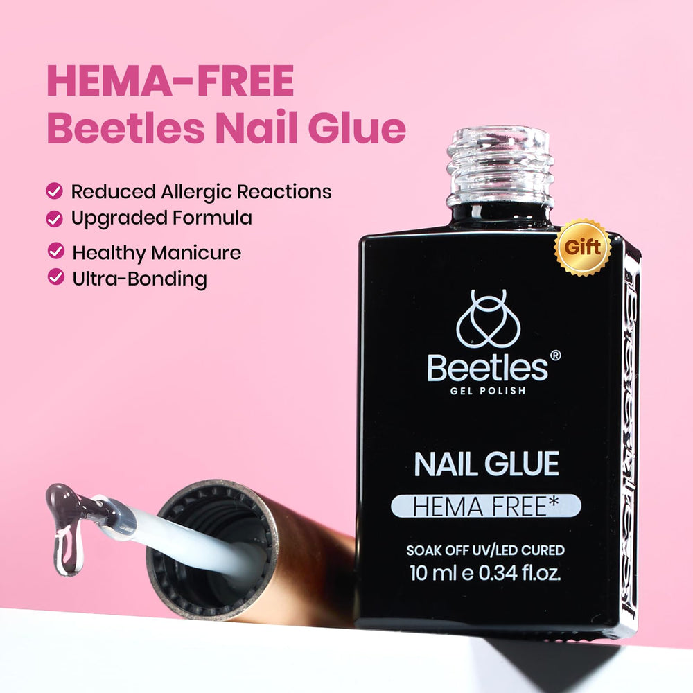 Beetles Gel nail tip being pressed on demonstrating quick, no-file application
