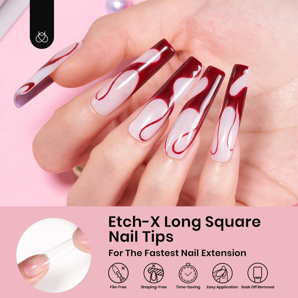 Beetles Gel Polish application image with glue demonstrating quick press-on convenience
