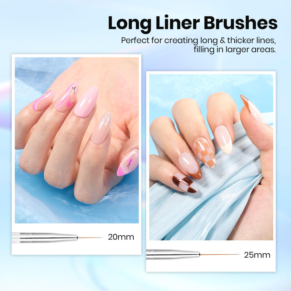 Beetles Gel Polish brush in use drawing fine nail art for clean strokes