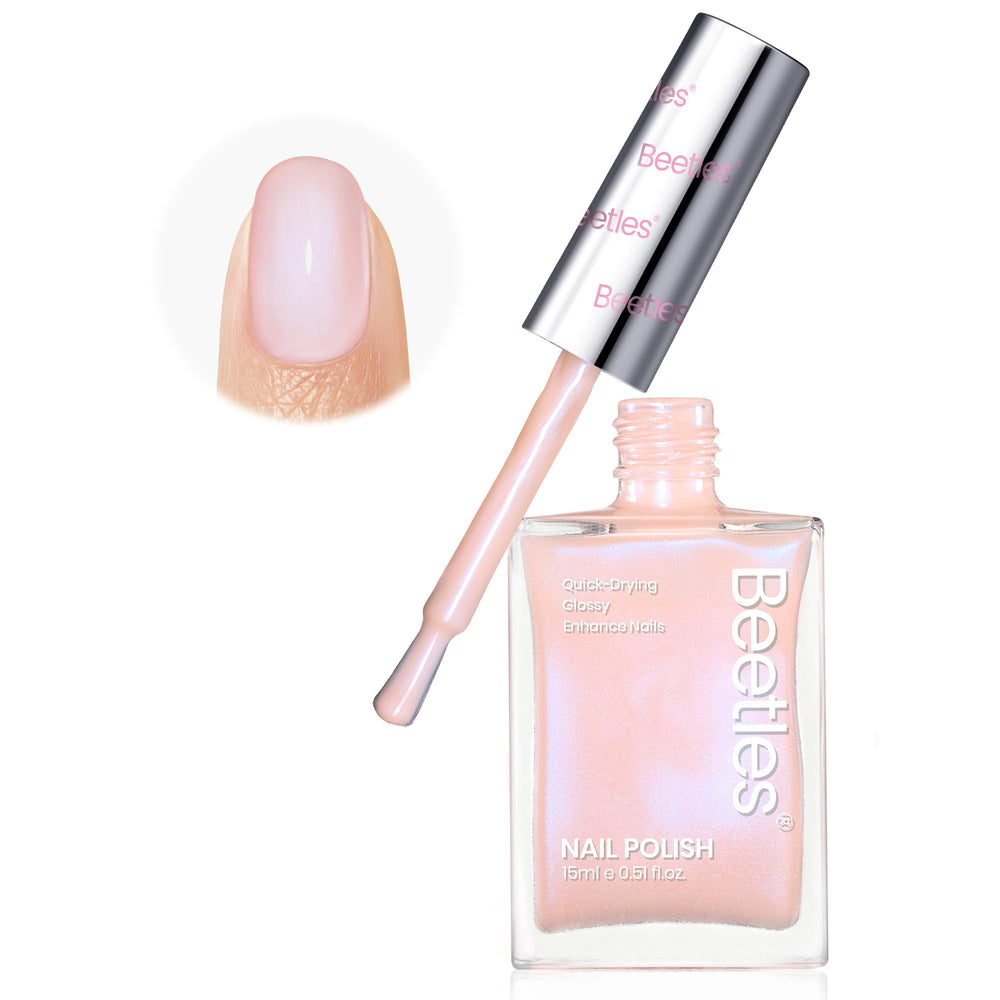 Beetles Gel Polish front bottle showing nude glossy finish and packaging benefit