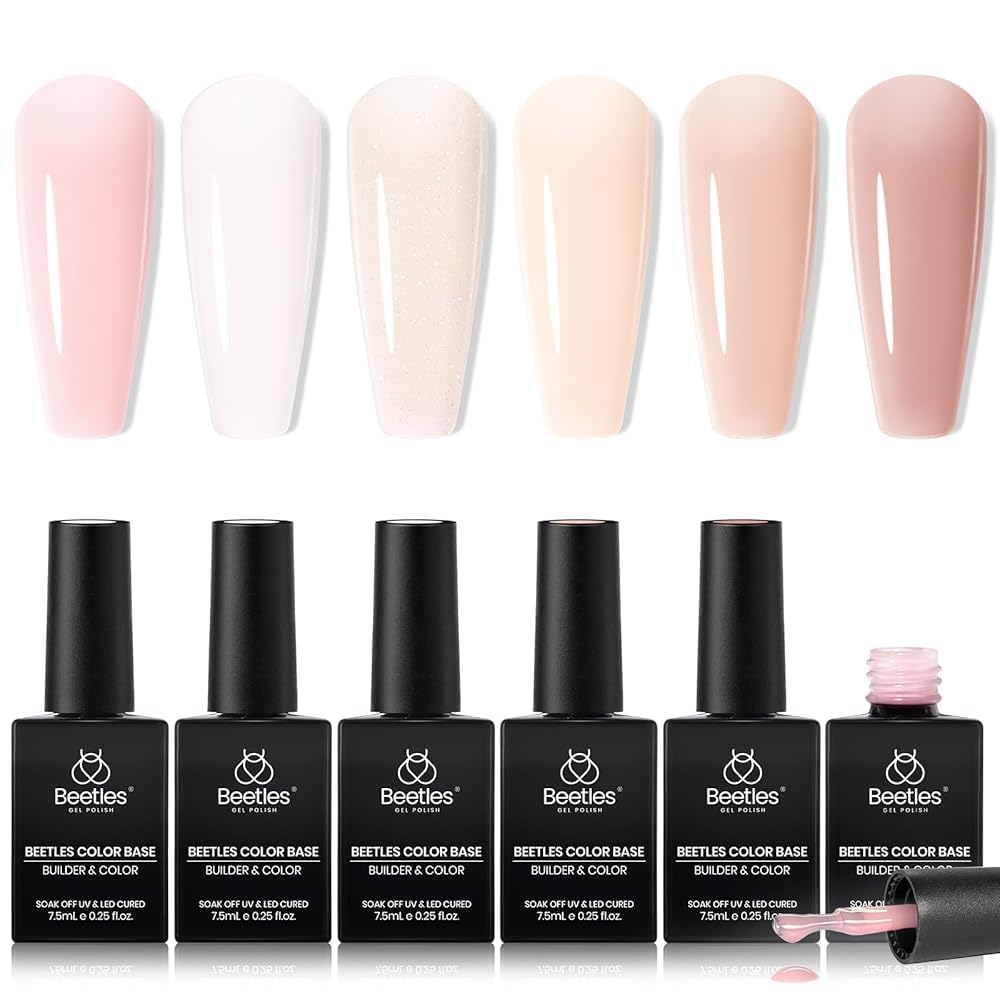 Beetles Gel Polish front packaging showing six nude and pink bottles, perfect gift