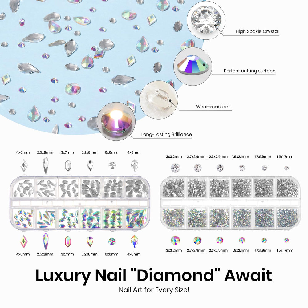 beetles Gel Polish rhinestones organized boxes displaying variety and easy selection