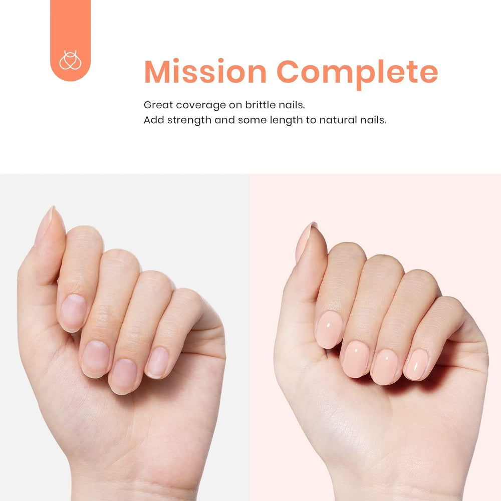 Beetles Builder Gel next to fingertip showing scale and subtle thickness benefit