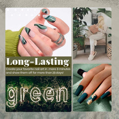 Beetles deep dark green bottle glistening to show rich pigment and glossy result