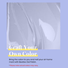 beetles Gel Polish swatch stroke on white card showing true blue-grey color payoff