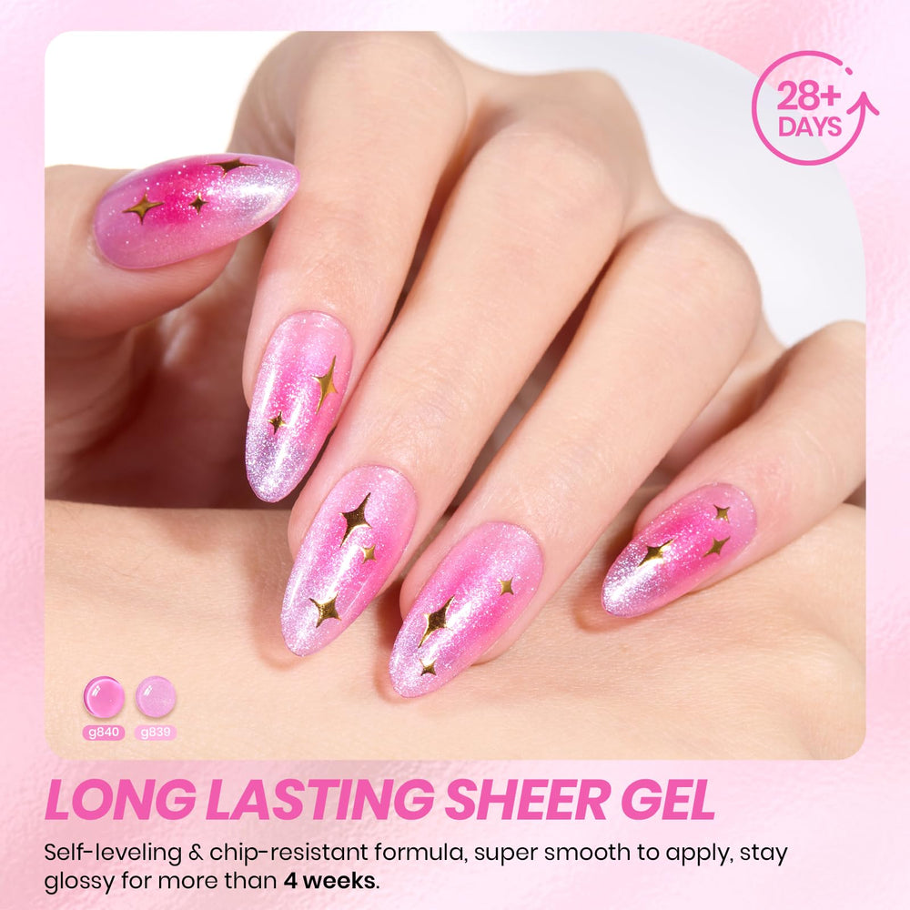 Beetles hand model wearing single coat jelly pink benefit: natural sheer finish
