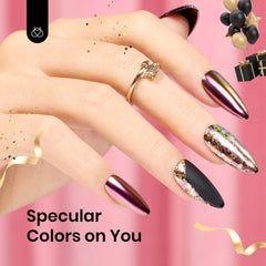Beetles Gel Polish finished manicure on hands presented as a gift idea with high gloss
