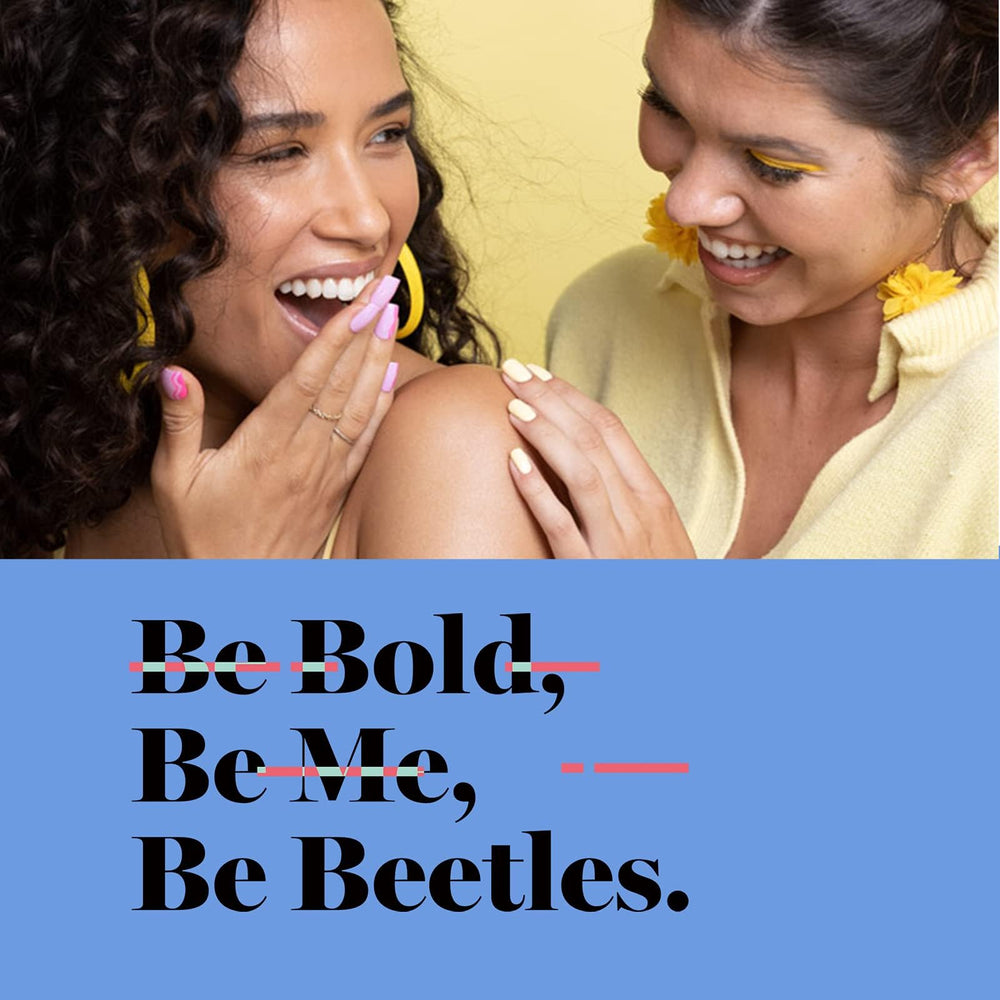 beetles holiday manicure scene showing stylish grayish navy for festive looks
