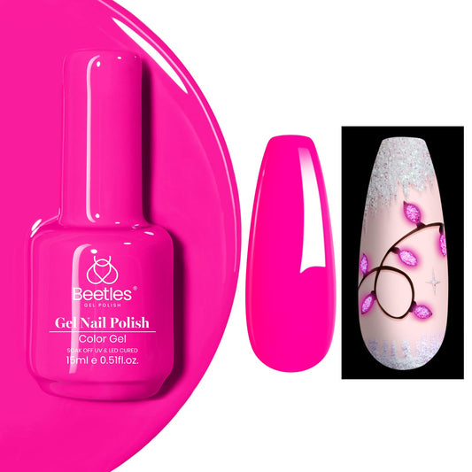 beetles hot pink front bottle showing vibrant color and glow benefit