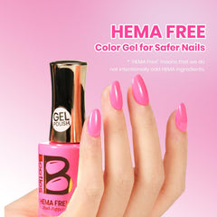 Beetles nails cured under LED lamp showing bright pink, long-lasting look