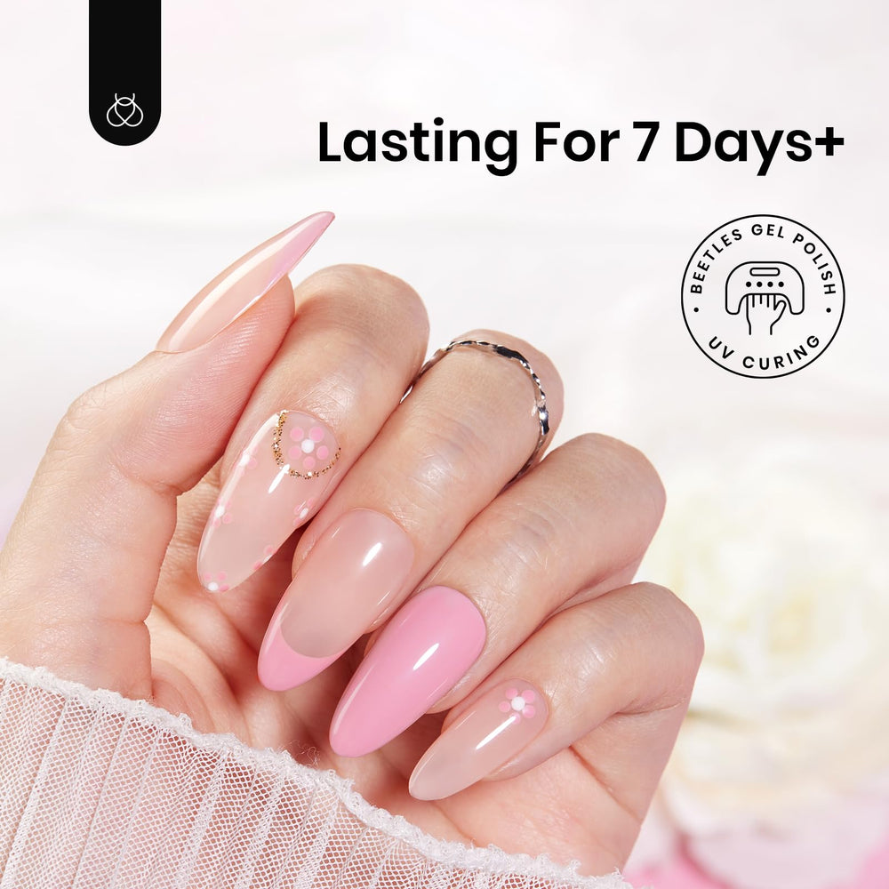 Beetles Gel Polish curing under LED lamp for quick, durable set