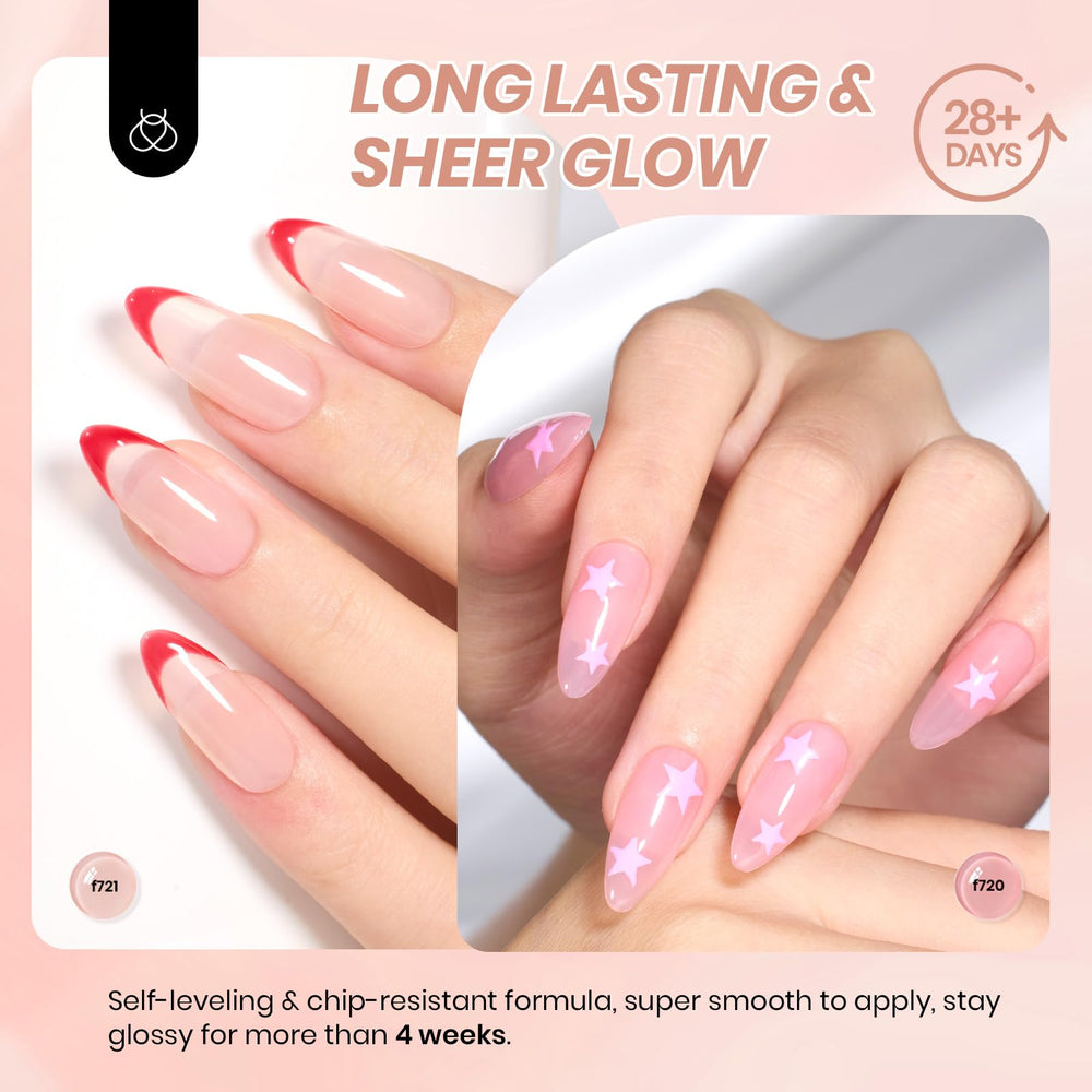 Beetles jelly gel applied on nails in French style demonstrating subtle elegance benefit