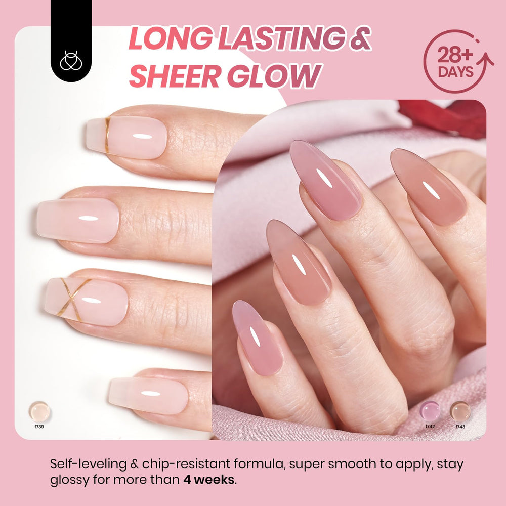 Beetles Gel Polish brush stroke on nail swatch demonstrating translucent jelly coverage benefit