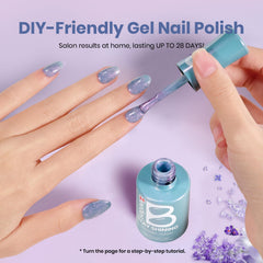 beetles gel polish applied on model hands highlighting celestial color suited for events
