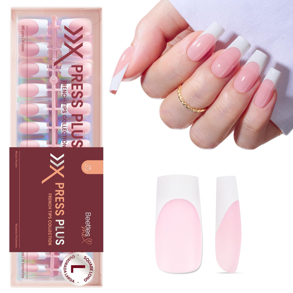 Beetles press-on nails styled with outfit demonstrating polished look