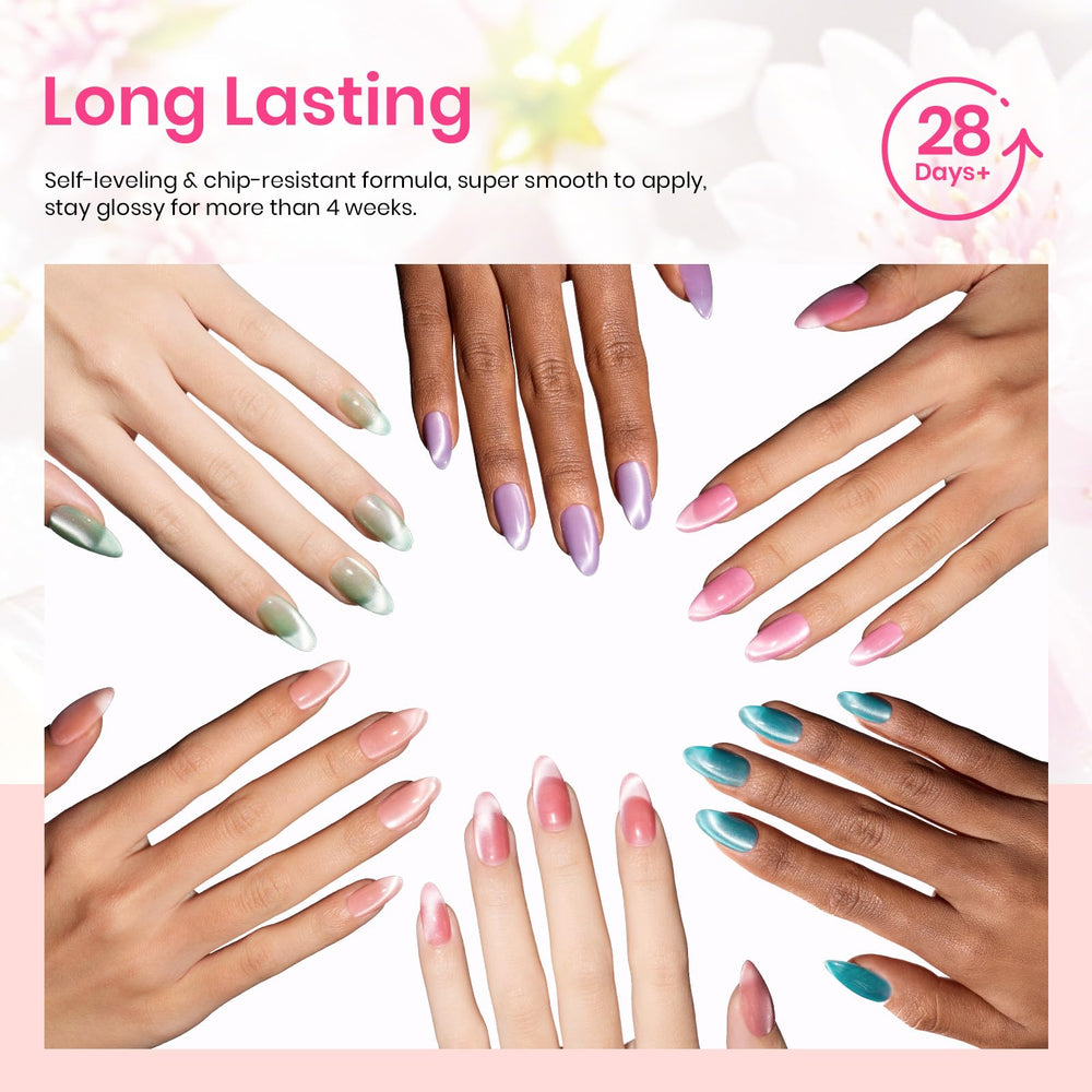 beetles lifestyle spring manicure on hands, showcases pastel shades for events