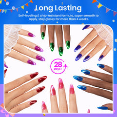 beetles lifestyle spring manicure model wearing neon cat-eye nails for stylish inspiration