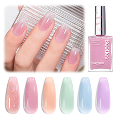 beetles manicure on hand with spring outfit showcasing versatile, everyday style