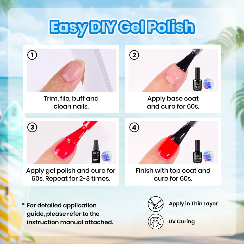 Beetles neon nails in summer setting showing eye-catching color and photo-ready benefit