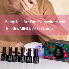 Beetles Gel Polish lamp packed in travel bag portraying lightweight portability advantage