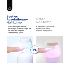 beetles lifestyle image of woman applying extensions for home manicure convenience