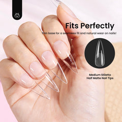 beetles lifestyle shot woman showing finished stiletto nails for confident look