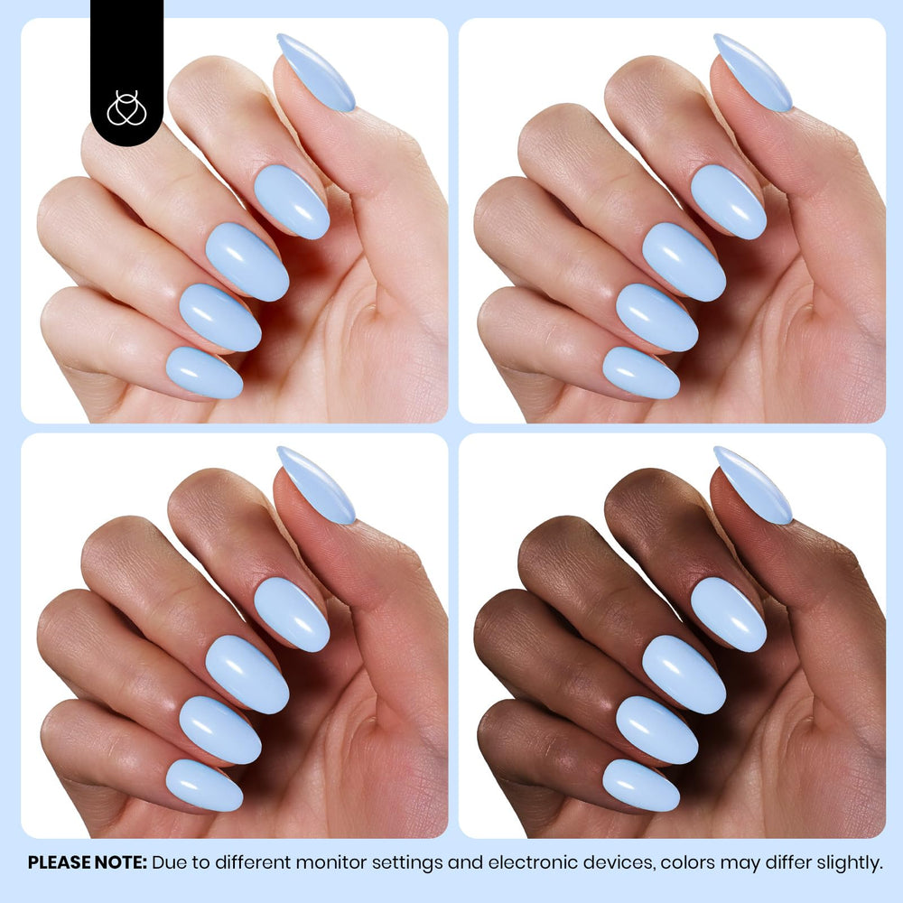 beetles Gel Polish on hand model for size scale and natural-looking salon finish