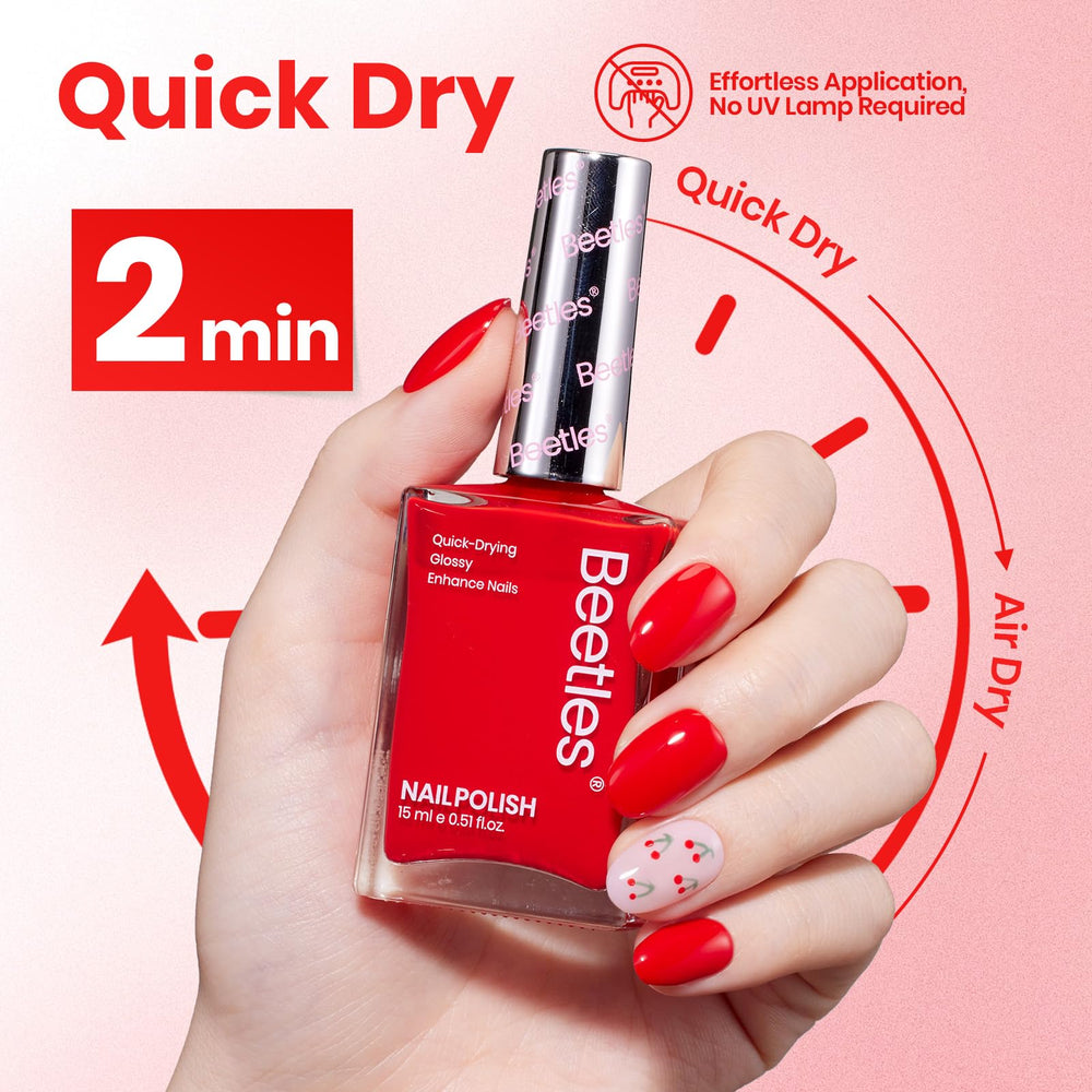 beetles brush painting a nail showing even coverage and quick application benefit