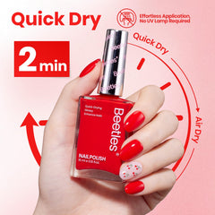beetles brush painting a nail showing even coverage and quick application benefit