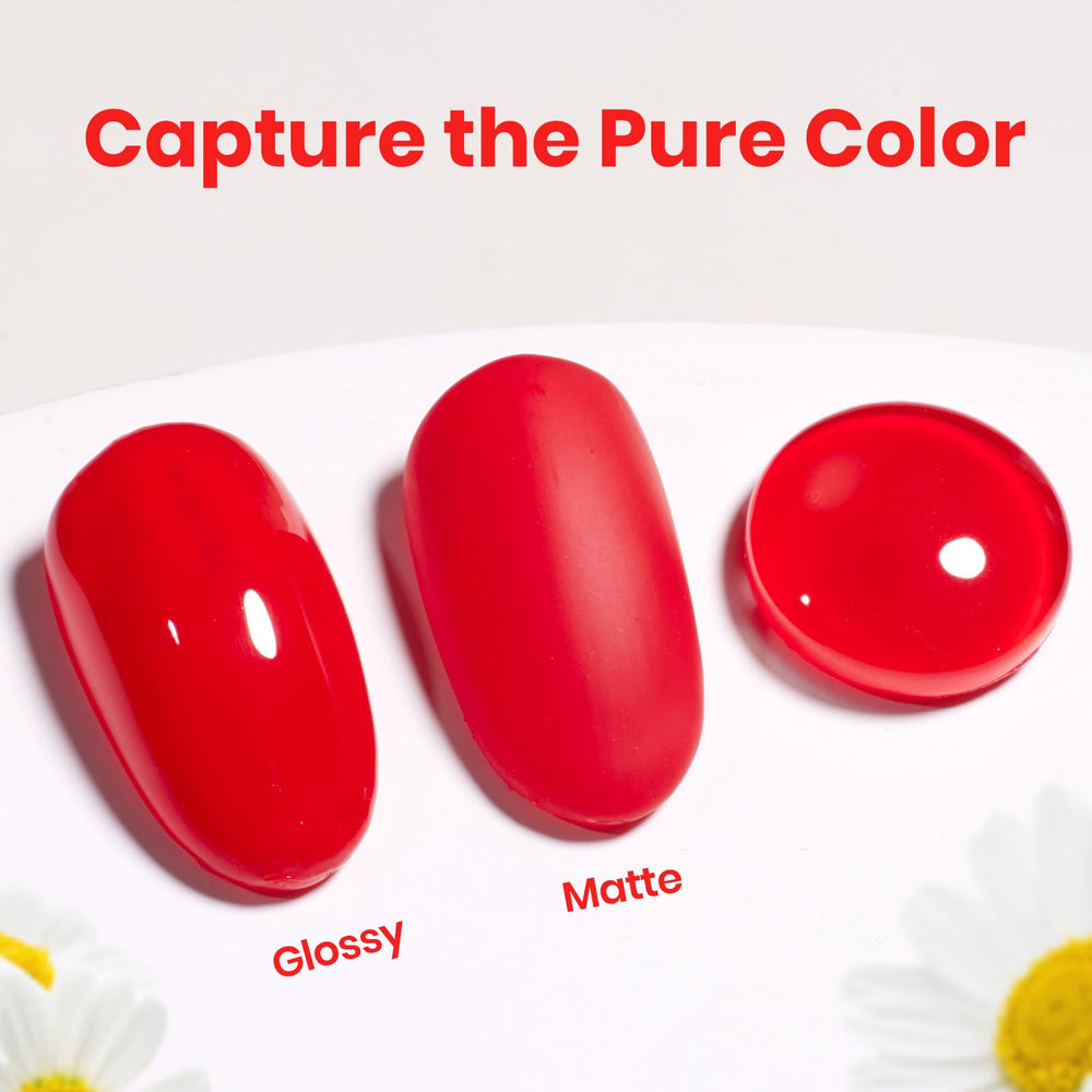 beetles nail swatch on sample tips showing vibrant orange-red payoff benefit