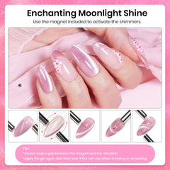 Beetles magnet held over nail demonstrating how to create cat eye line