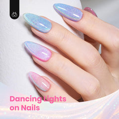 Beetles magnet effect on nail creating iridescent cat-eye halo for standout shimmer