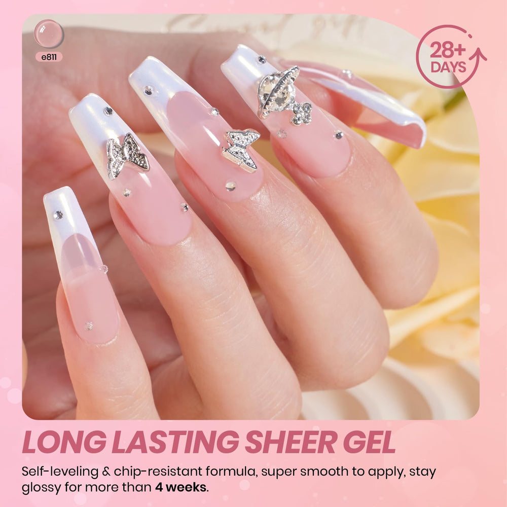 beetles hand wearing French manicure showing subtle natural finish