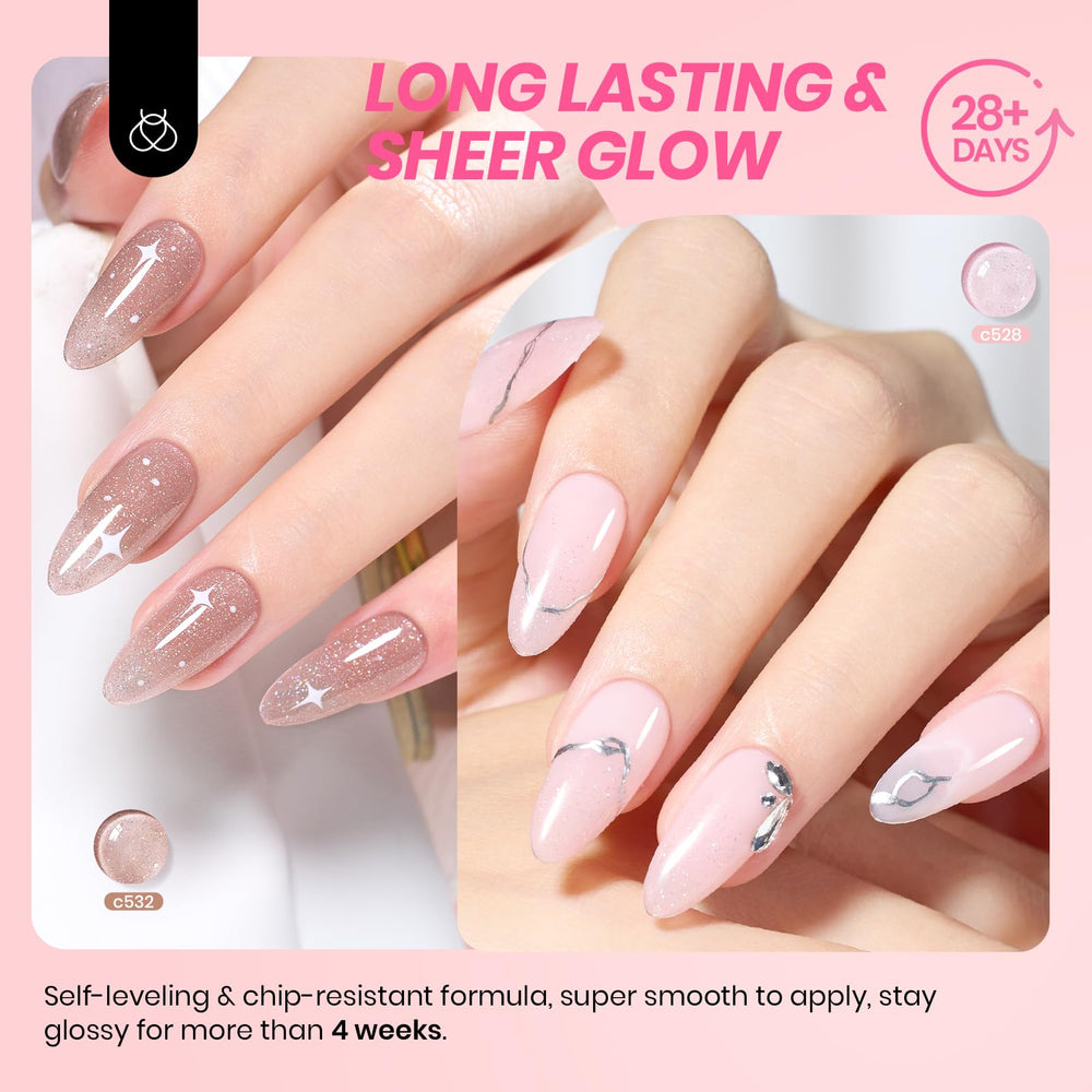 Beetles manicure in use showing layered jelly finish and wearable look