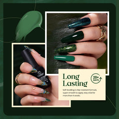 Beetles manicure on hands styled for St Patrick's celebration showcasing color