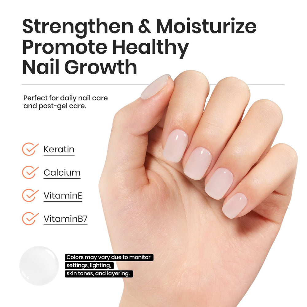 beetles applying milky white gel on nail tip demonstrating smooth application and durability