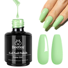 beetles mint green curing under uv led lamp showing quick-dry benefit