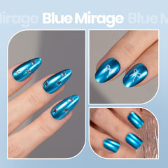 Beetles manicure in evening setting showing dramatic blue sheen and style boost benefit