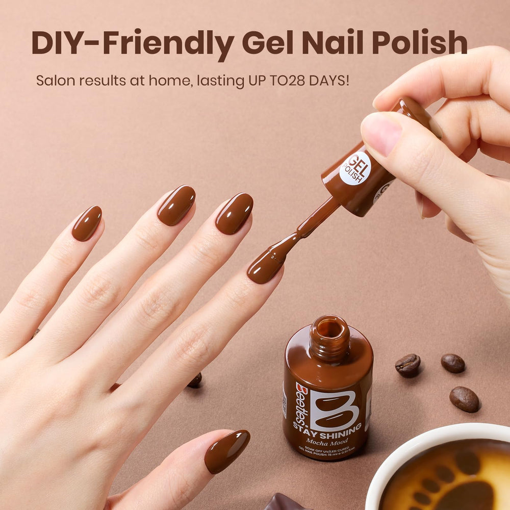 Beetles Gel Polish bottle next to ruler showing 15ml size for many manicures benefit