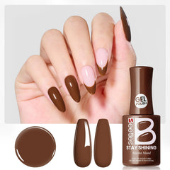 Beetles Gel Polish manicure in lifestyle scene showing stylish wearable brown benefit