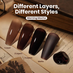 Beetles brush applying a thin stroke of morning mocha for smooth, even coverage