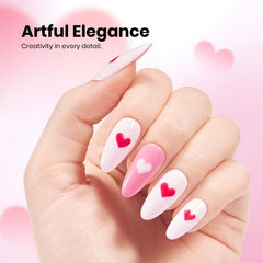 Beetles nail swatch on hand model shows soft pink result and wearable shine
