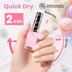 beetles nail swatch on hand model demonstrating true pastel coverage