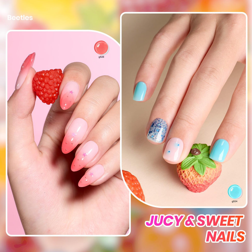 beetles nail swatch fan showing layered tint effects for color planning