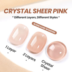 Beetles Gel Polish swatch set on tips showing layered translucency for customizable coverage