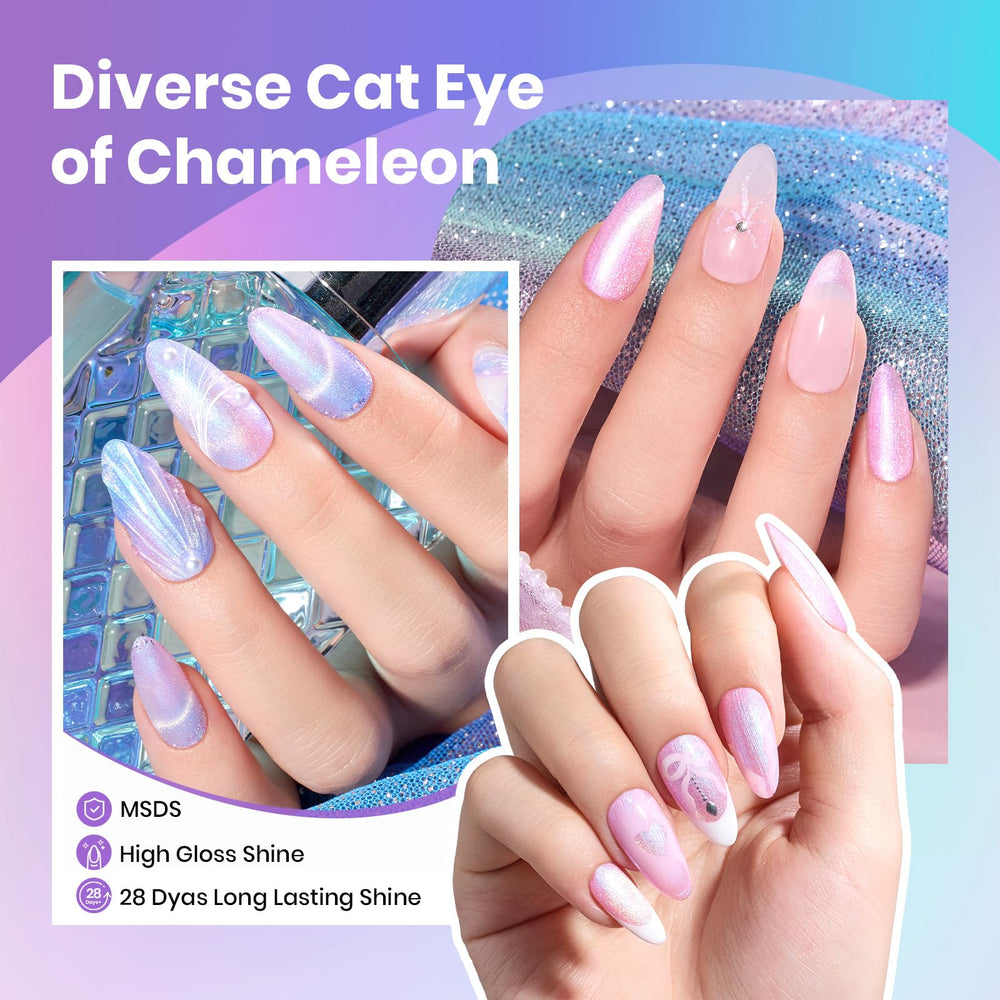beetles nails in use with mermaid sparkle showing dramatic color shift benefit