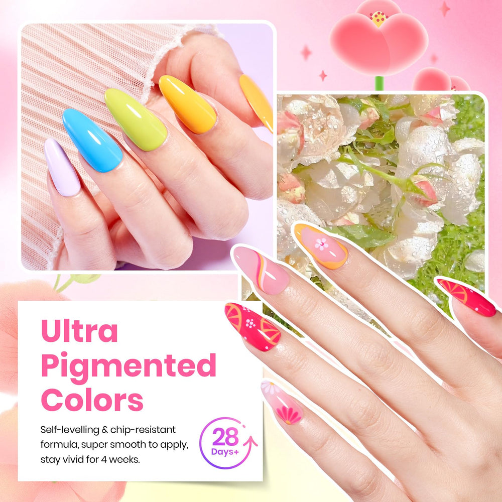 Beetles nails in use with summer outfit illustrating vibrant jelly finish that boosts style