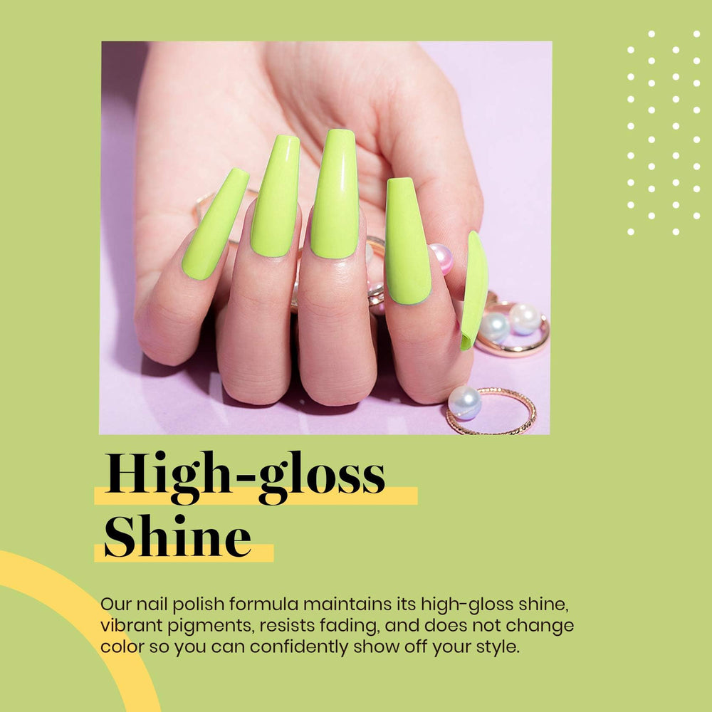 Beetles neon green polish in a salon setting highlighting professional-quality finish